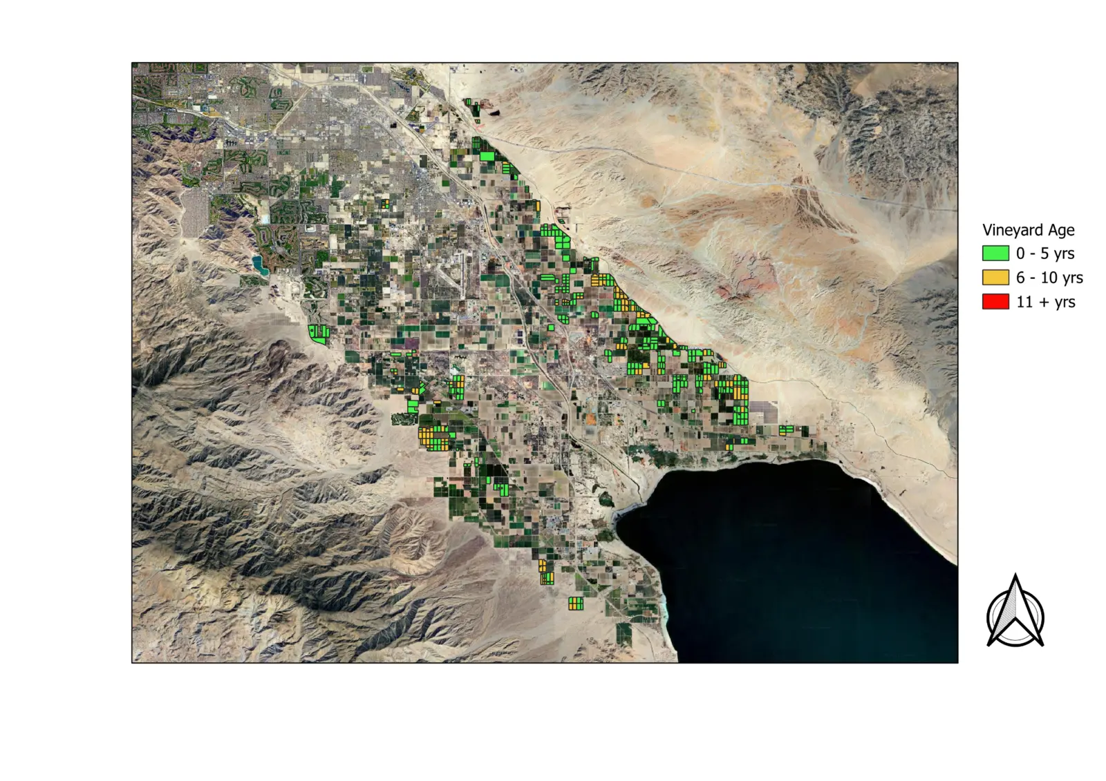 Riverside County vineyard blocks classified by plantation age